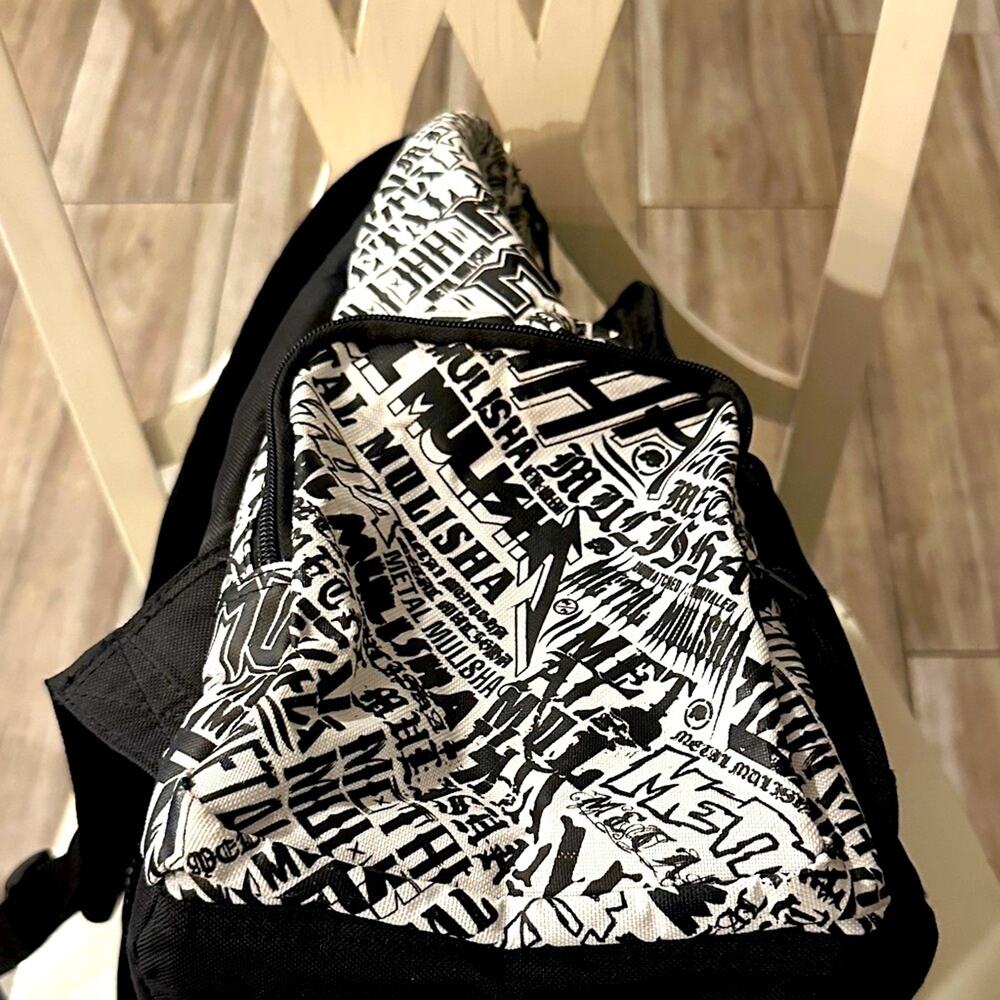 NWOT Rare Metal Mulisha Backpack Vintage Black White Laptop Bag Tons of Pockets - Picture 12 of 14